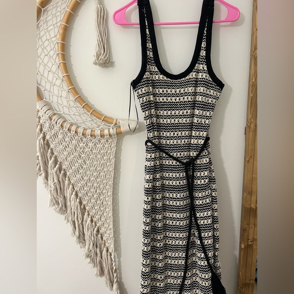 12th Tribe Black and White Crochet Maxi Dress